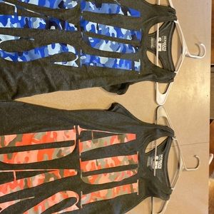 Two Adidas Camo Words Tank Tops